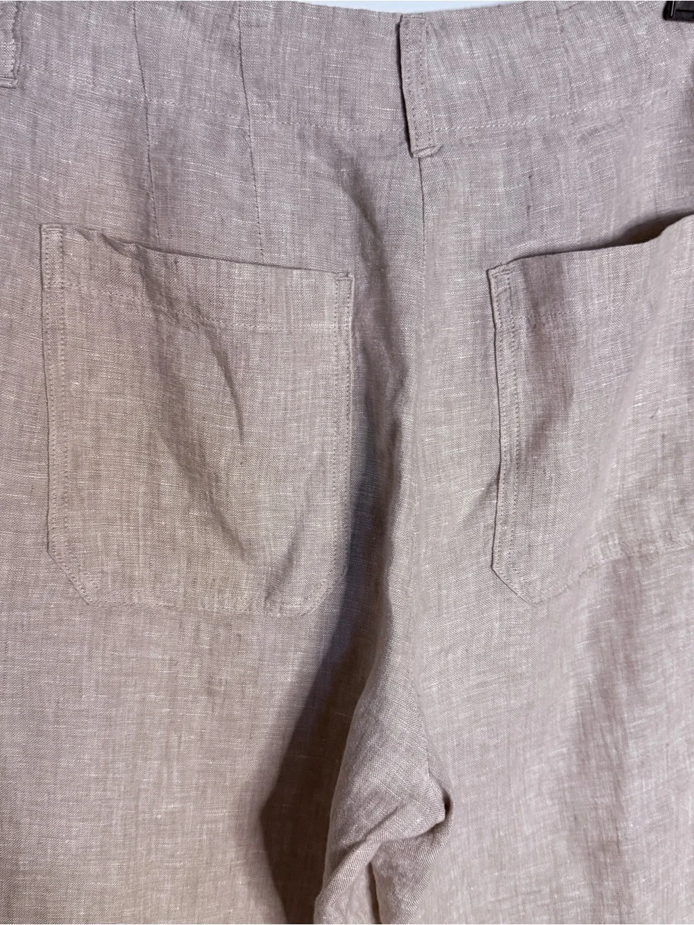 Quince 100% Linen Oatmeal Relaxed Trousers Patch Pockets Sz 6